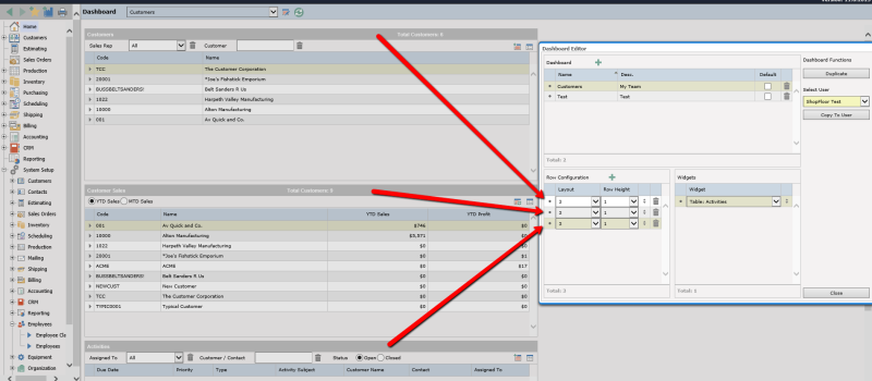 Figure 3: The Row configuration separates into 3 layouts, each widget has their own row and all information is shown. 
